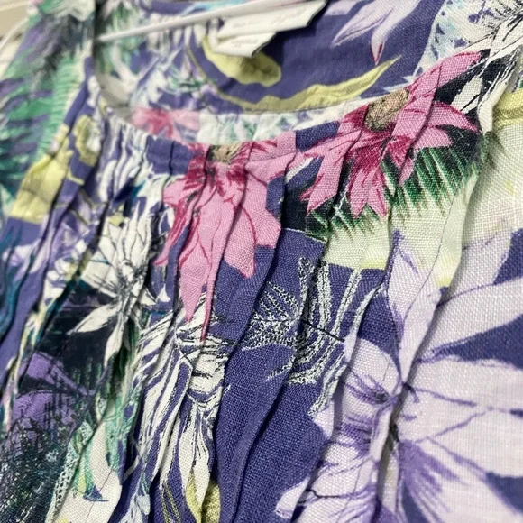 J. Jill Linen Floral Dress - purple , Pink, Green, white - Picture 3 of 7